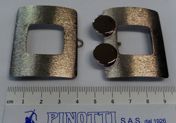 Fibbia metallo col argento in 2 parti cm 4x6 per cinture cinturini da cm 2,5