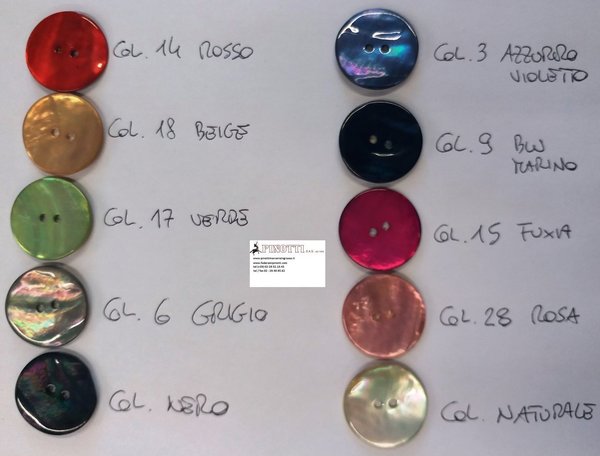 Bottoni vera madreperla colorati akoya lin 28 - mm.17,9 - pacco 24 pz